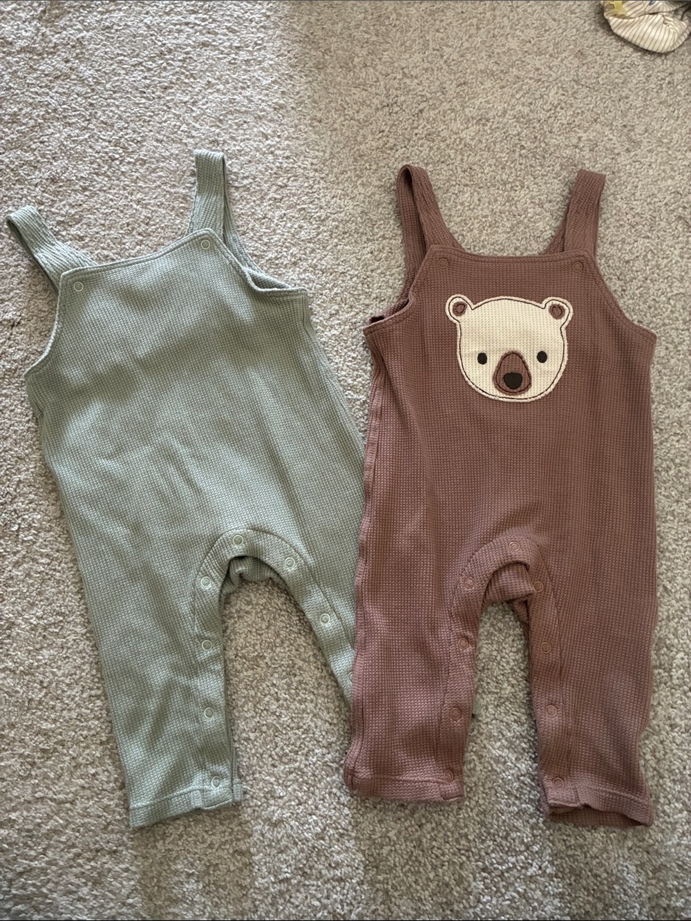 Angel Dear - Set of 2 Waffle Knit Baby Overalls
